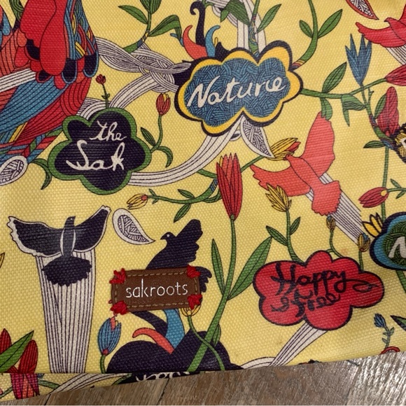Sakroots Coated Canvas Peace/Bird Multicolored Floral Print Tote Bag - Picture 10 of 16